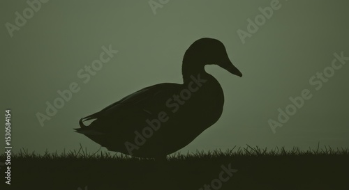 Stylized Duck Silhouette with Folded Wings