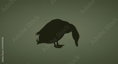 Stylized Silhouette of a Duck with Folded Wings