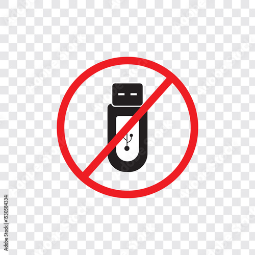 No USB flash drive sign vector icon design. modern flat and line design
