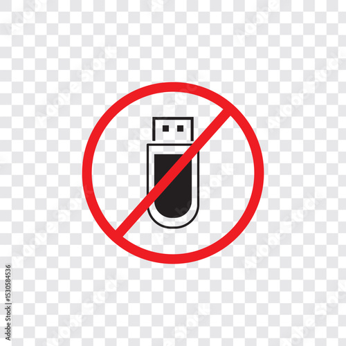No pen drive sign. Do not use usb flash drive. Forbidden signs and symbols.