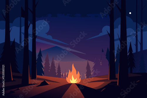 camping in the forest