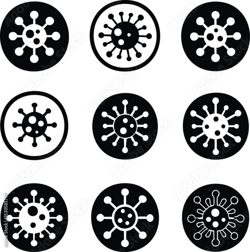Virus and Bacteria Icon Set – Medical Vector Symbols of Microorganisms, Infections, COVID-19, and Disease Representation for Healthcare Graphics