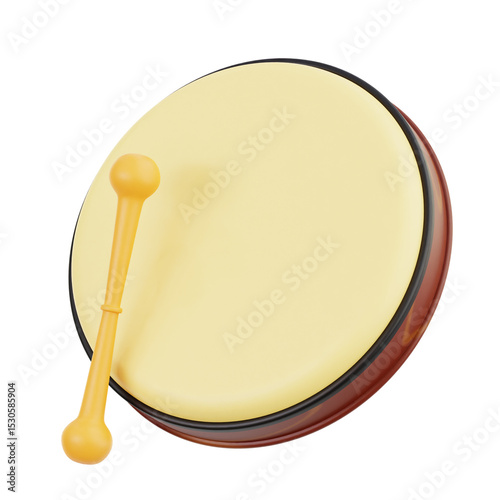 Bodhrán Frame Drum with Beater in Neutral Tones
