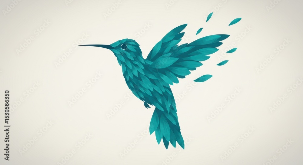 Obraz premium Vibrant Hummingbird Silhouette with Petals