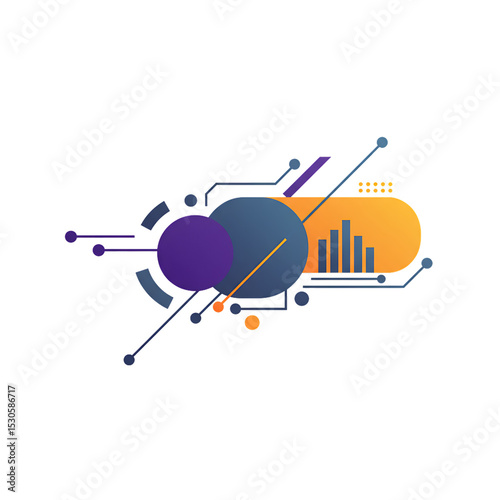 Abstract Geometric Design: Purple, Orange, and Blue Shapes