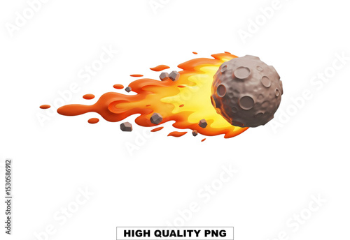 Cosmic Inferno: An artist's depiction of a celestial body engulfed in flames, hurtling through the vast expanse of space with fire and debris in a vibrant display of raw cosmic energy.
