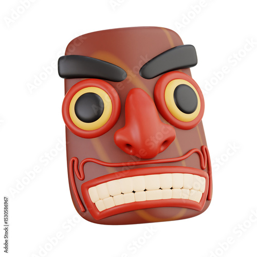 Maori Tiki Mask with Bold Expressions
