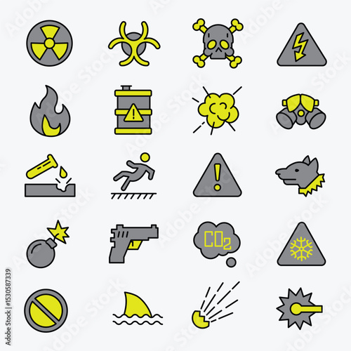 HAZARD COLORED SYMBOL ICONS