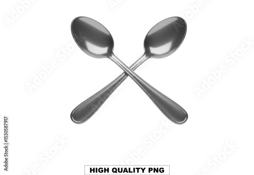 Intersecting Utensils: A monochrome, top-down perspective presents two metallic spoons, their elegant forms intersecting in a precise X, set against a stark backdrop.