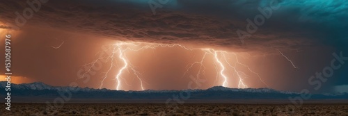 Epic Lightning Storm Dramatic Night Sky photo