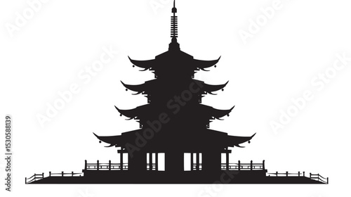 Pagoda silhouette isolated in White background