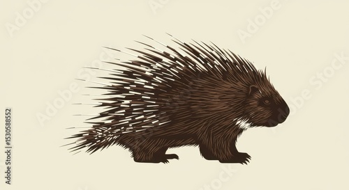 Stylized Porcupine Silhouette with Sharp Radiating Spines