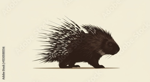 Stylized Porcupine Silhouette with Sharp Radiating Spines