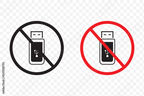 No USB flash drive sign vector icon design. modern flat and line design