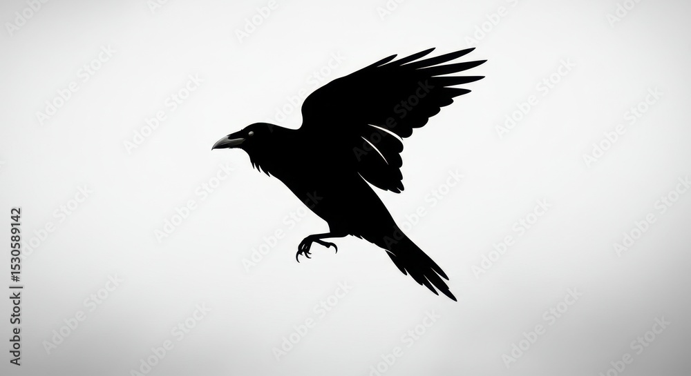 Fototapeta premium Stylized Raven Silhouette in Profile