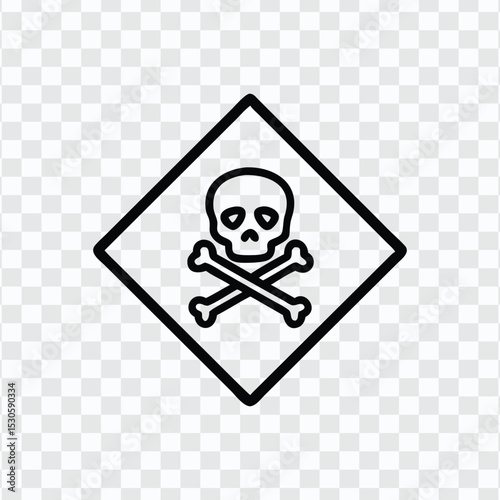 Hazardous material warning symbol with skull and crossbones inside a diamond shape
