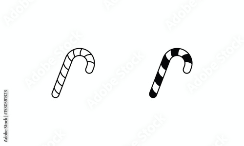Candy Cane icons set Line and Glyph black vector icon stock illustration