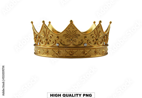 Golden Regal Crown: A beautifully crafted, radiant golden crown, symbolizing authority and prestige, sits majestically, capturing the essence of royalty and elegance.