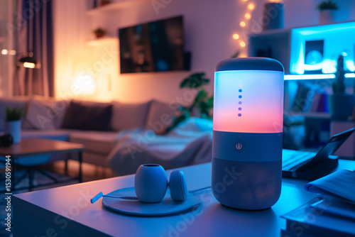 AI Assistant Interface Projected on Desk Surface