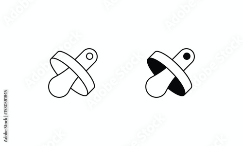 Baby Pacifier icons set Line and Glyph black vector icon stock illustration