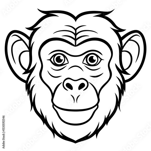 Monkey Head Line Art Illustration on White Background for Graphic Design Projects and Creative Artwork Suitable for Banners and Advertisements