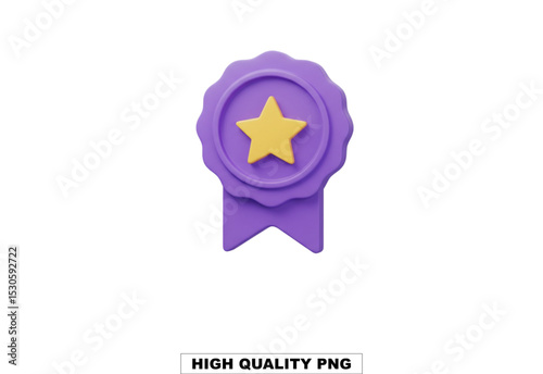 Badge of Excellence: A vibrant, eye-catching badge with a prominent star emblem symbolizes achievement and outstanding quality.