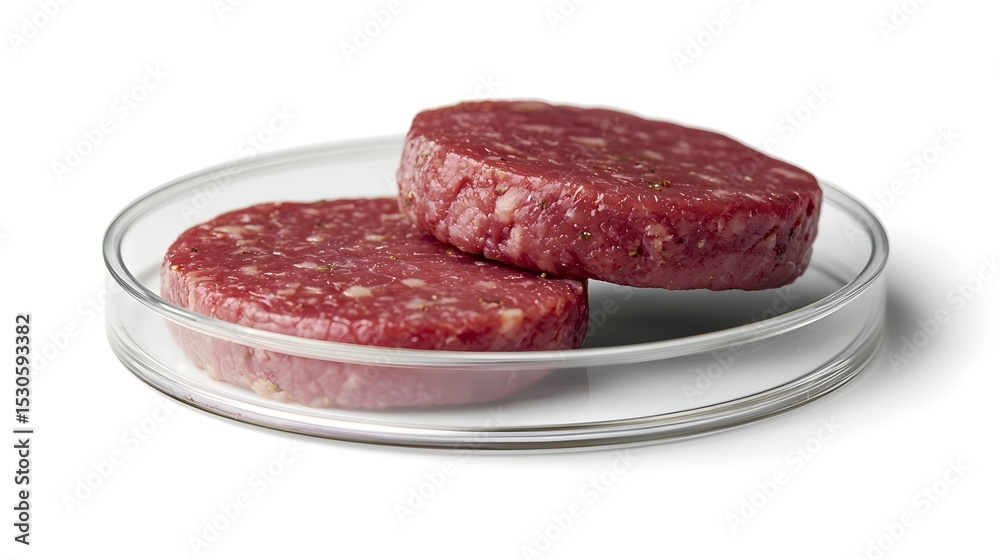 lab grown meat patty in a petri dish lab grown meat patty in a petri dish