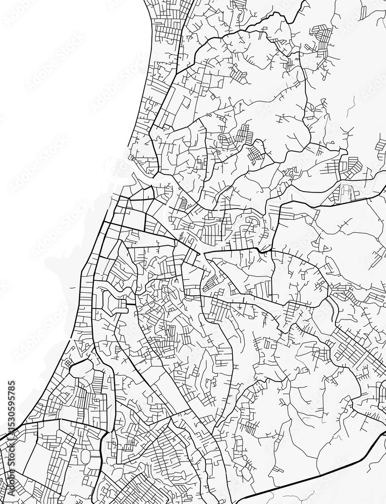 Fototapeta premium Manado City Map. Minimalist black and white line art poster for printing, wallpaper, wall art for home and office decor