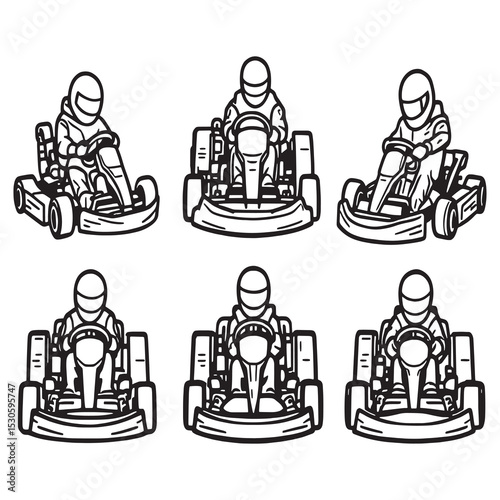 Minimalist gokart outline drawing vector graphic