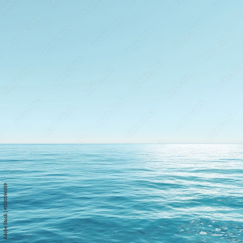 Obraz premium Calm, light blue ocean meets a pale sky
