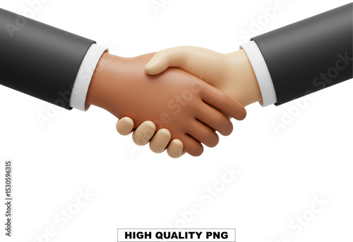 Business Handshake: Two diverse hands in business attire shake, symbolizing partnership, deal, agreement and collaboration.