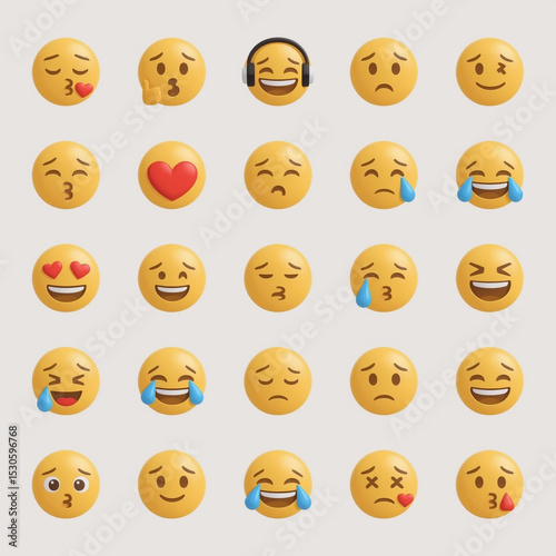 set of smileys with faces