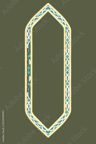 Elegant Eslimi Tazhib vector featuring traditional Iranian floral patterns, forming a decorative text box with intricate ornamental art details.