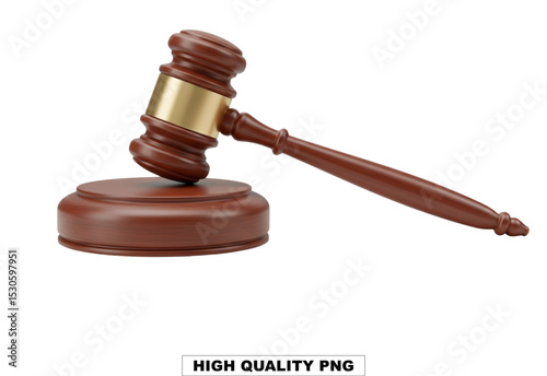 The Judge's Gavel: A distinguished wooden gavel rests on its circular block. A powerful symbol of justice, the gavel is a classic sign in a legal context.