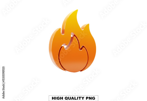 Fiery Icon: A vivid, 3D-rendered flame icon, a dynamic symbol of energy, passion, and intensity.
