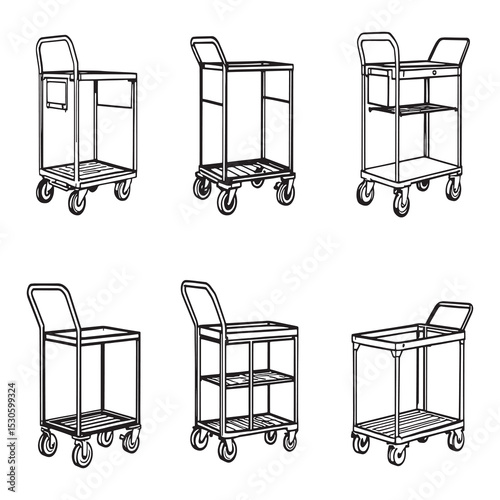 minimalist inspection trolley outline vector graphic