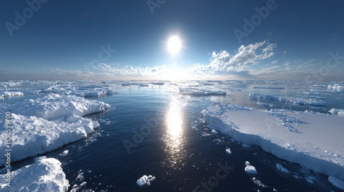 Arctic Ice Floes Reflecting Sunlight