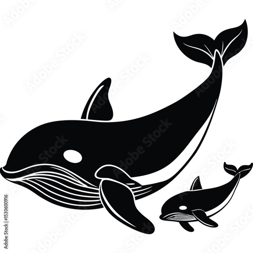Whale family plastic contamination illustration