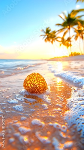 Seashell Sunrise Beach Tropical Ocean Wave