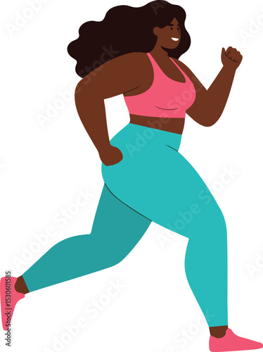 plus size fitness work out vector art