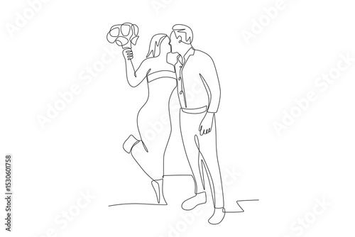 Wedding concept one-line drawing