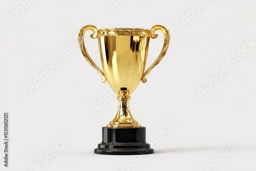 Gold trophy on white background