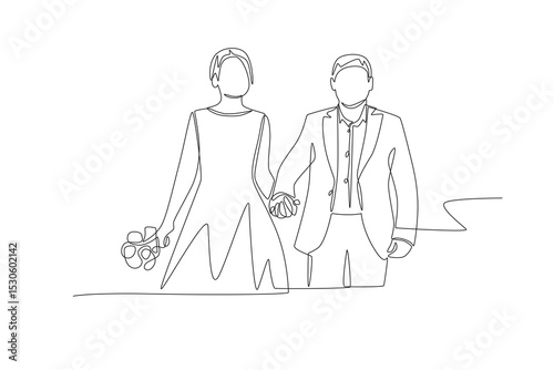 Wedding concept one-line drawing
