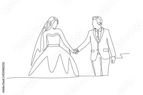 Wedding concept one-line drawing