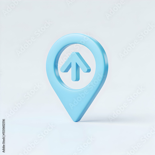Light Blue 3 D Map Pointer Up Arrow Icon image