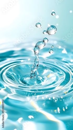 Water droplet impact, ripples, splash, background, purity, clean