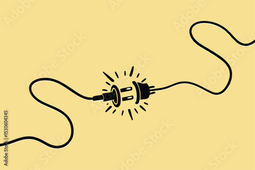 Vector Electric Plug and Socket unplugged, Concept connection, disconnection, electricity background .