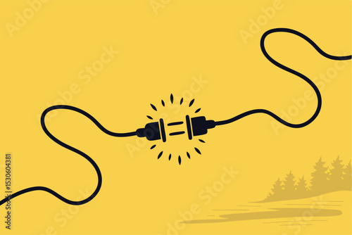 Vector Electric Plug and Socket unplugged, Concept connection, disconnection, electricity background .