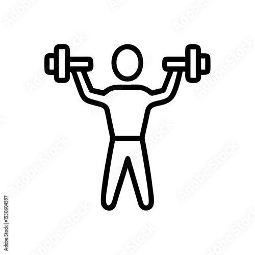 Person lifting dumbbells in a minimal line art style  