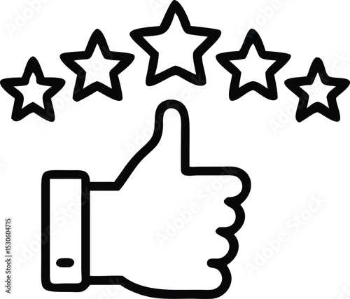 customer review icon in line style, quality rating vector illustration isolated on white background, feedback, five stars business concept, editable stroke,
